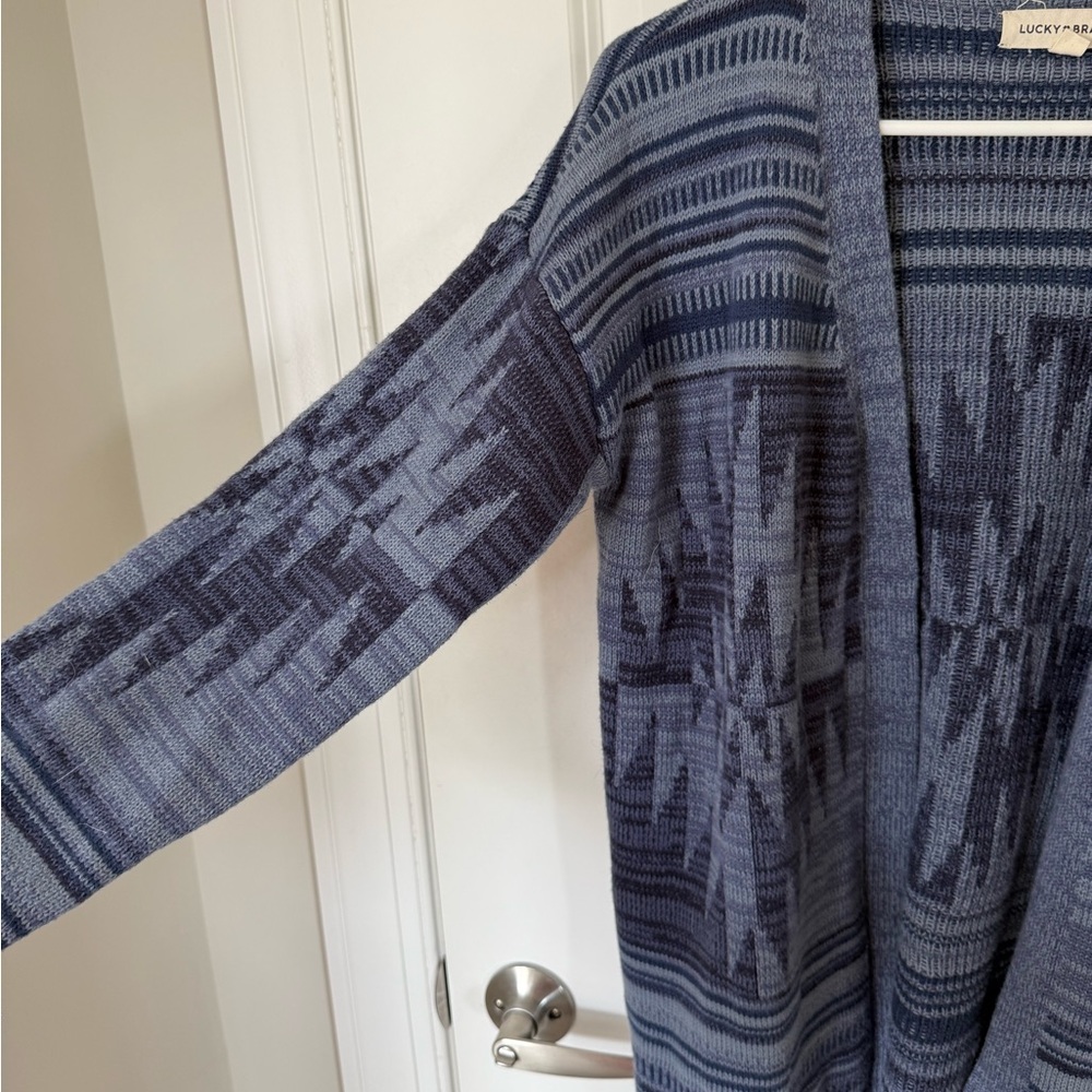 Lucky Brand Navy Geometric Cardigan - Picture 2 of 5